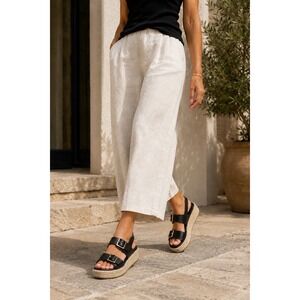 NWOB Nordstrom Avila Black Leather Buckle Platform Espadrille Sandals 10